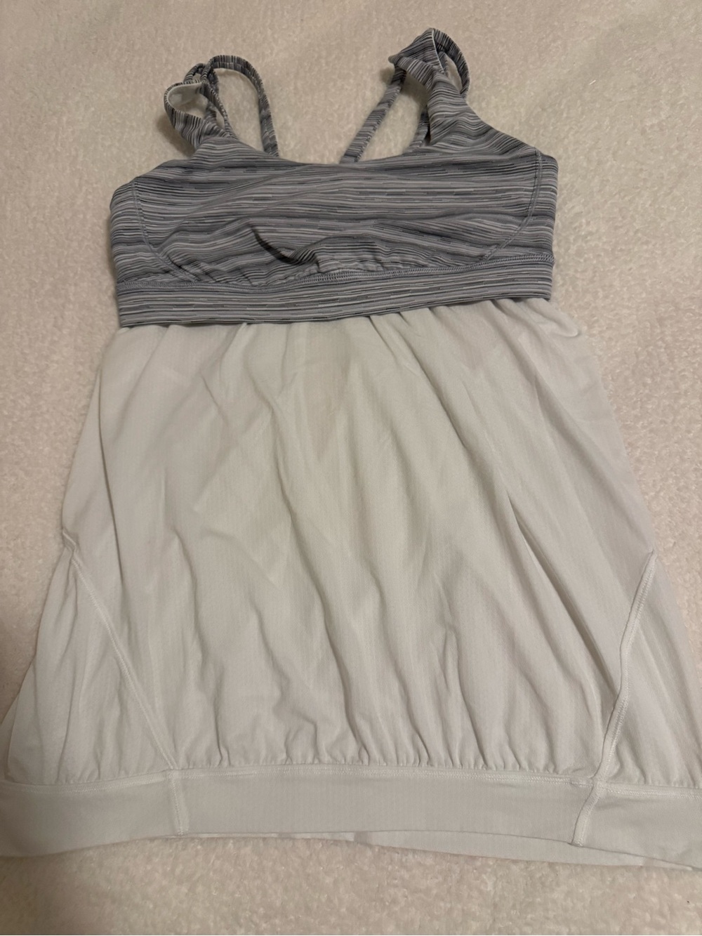 lululemon athletica Gray Striped & White Built-In Bra Tank